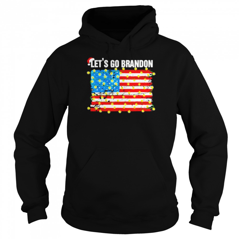 Lets Go Brandon Christmas light Xmas America flag Shirt