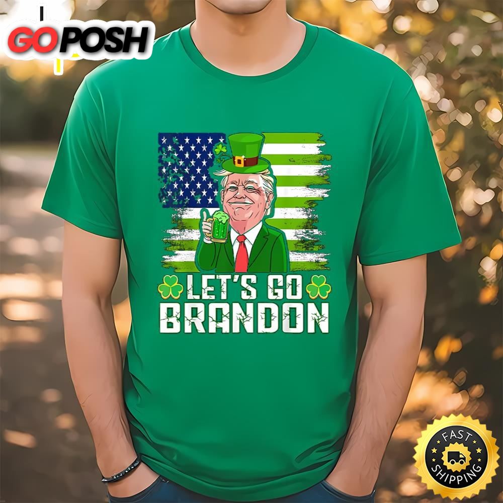 Lets Go Brandon St Patricks Day American Flag Donald Trump…