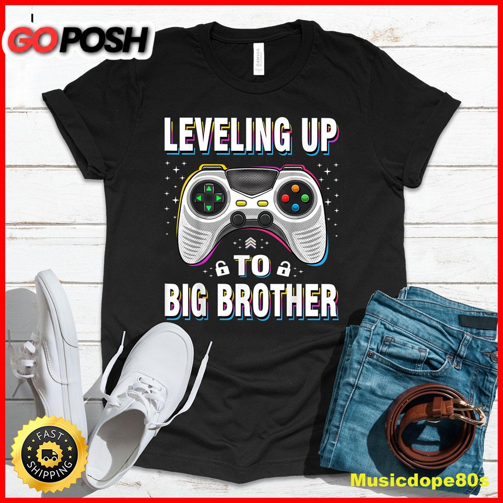 Leveling up to Big Brother 2025 funny gamer boys kids men T-Shirt