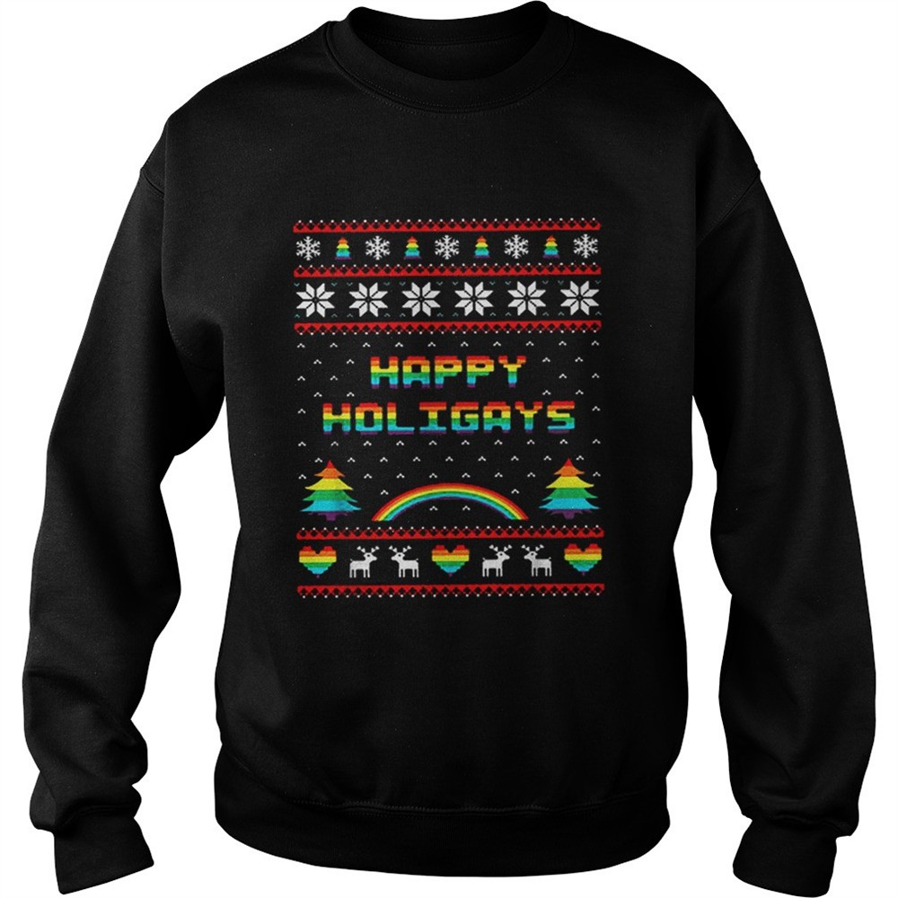 LGBT Happy holigays rainbow Christmas shirt