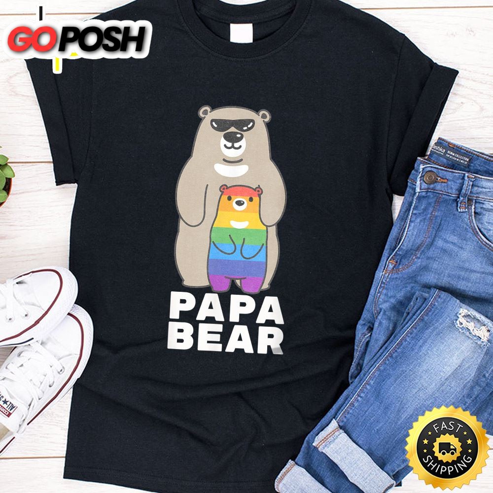 LGBT Proud Papa Bear Proud Bear Dad LGBT Pride Gay Child Valentines Day T-shirt