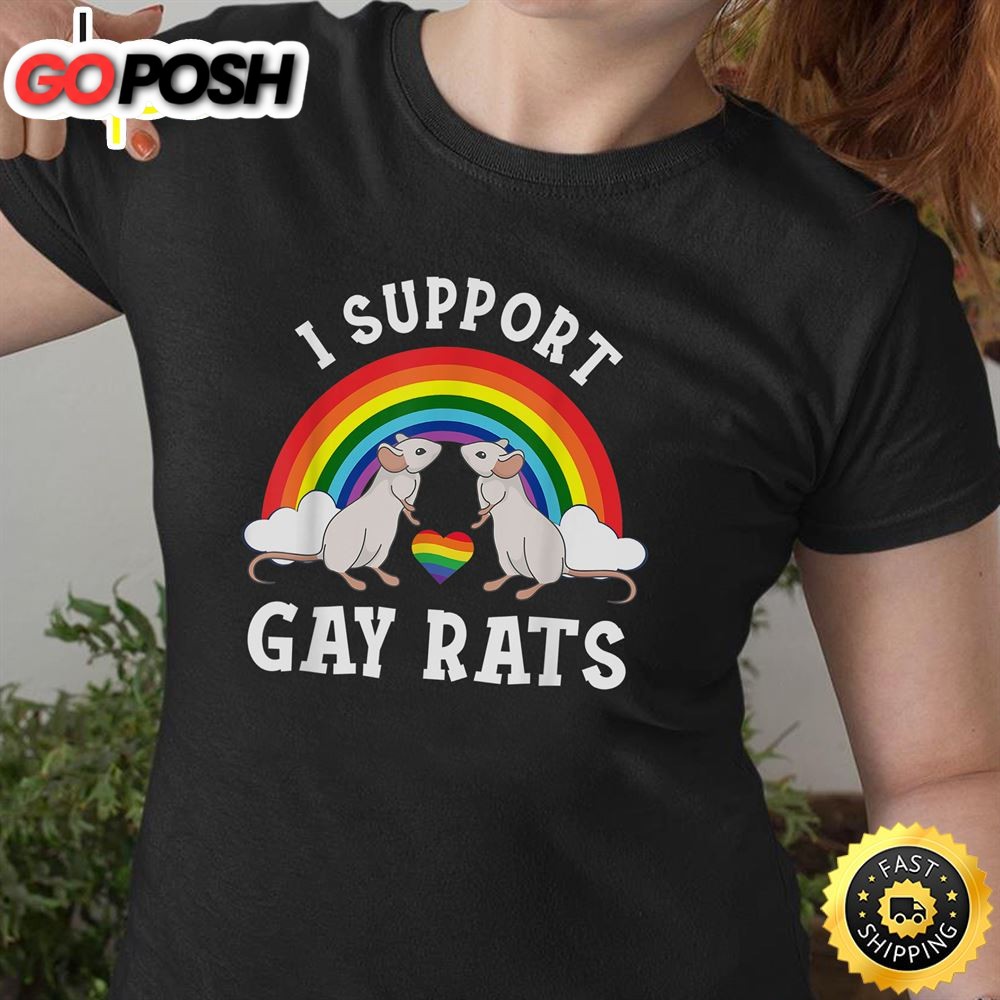 LGBT Rainbow I Support Gay Rats LGBTQ Community Pride Month Valentines Day T-shirt