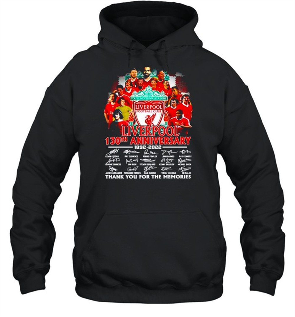 Liverpool 130th anniversary 1892-2022 signatures t-shirt