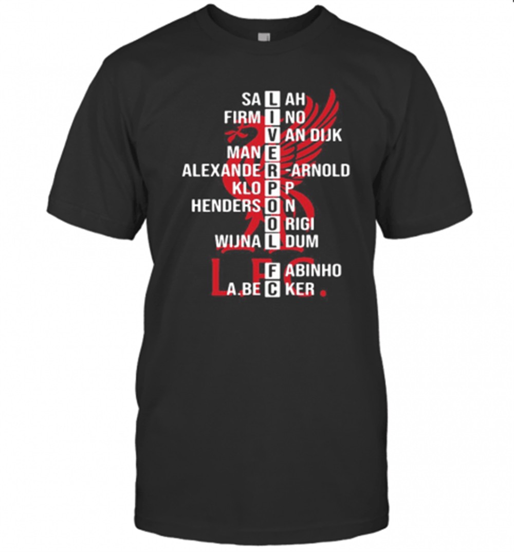 Liverpool Fc Salah Firmino Van Dijk Mane Alexander Arnold Klopp Henderson Origi Wijnaldum Fabinho A.Becker T-Shirt