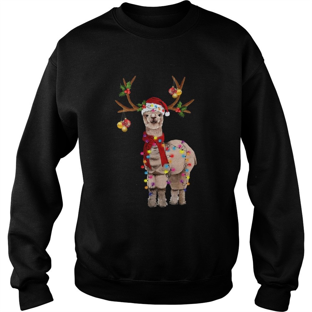 Llama reindeer light Christmas shirt