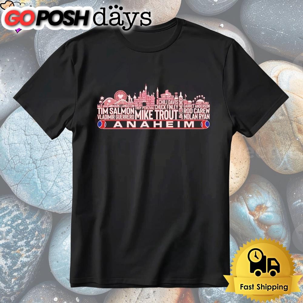 Los Angeles Angels City Skyline Baseball Greatest Of All Time Team Legends MLB 2025 T-Shirt