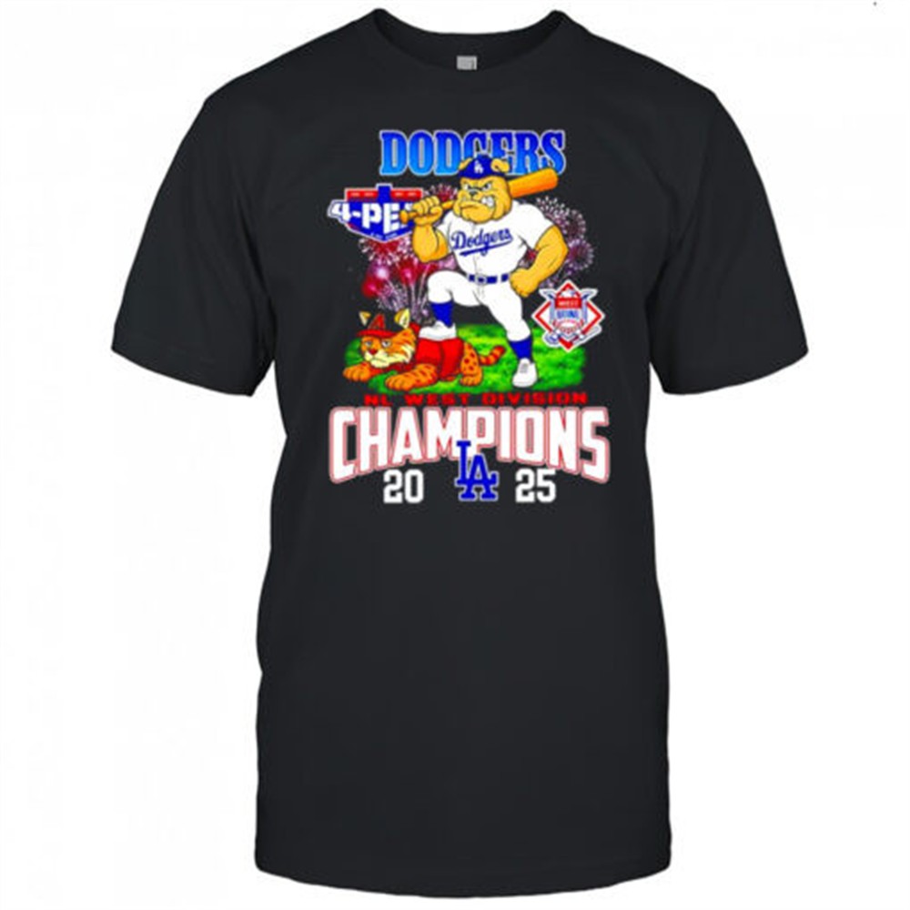 los-angeles-dodgers-2025-nl-west-division-champions-mascots-bulldog-and-a-cat-sh-plcnn1kn Los Angeles Dodgers 2025 NL West Division Champions mascots bulldog and a cat shirt