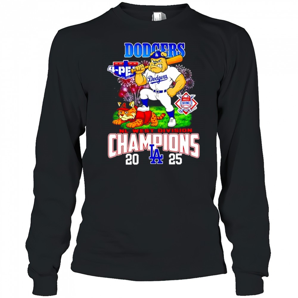 los-angeles-dodgers-2025-nl-west-division-champions-mascots-bulldog-and-a-cat-sh-plcnn1kn Los Angeles Dodgers 2025 NL West Division Champions mascots bulldog and a cat shirt