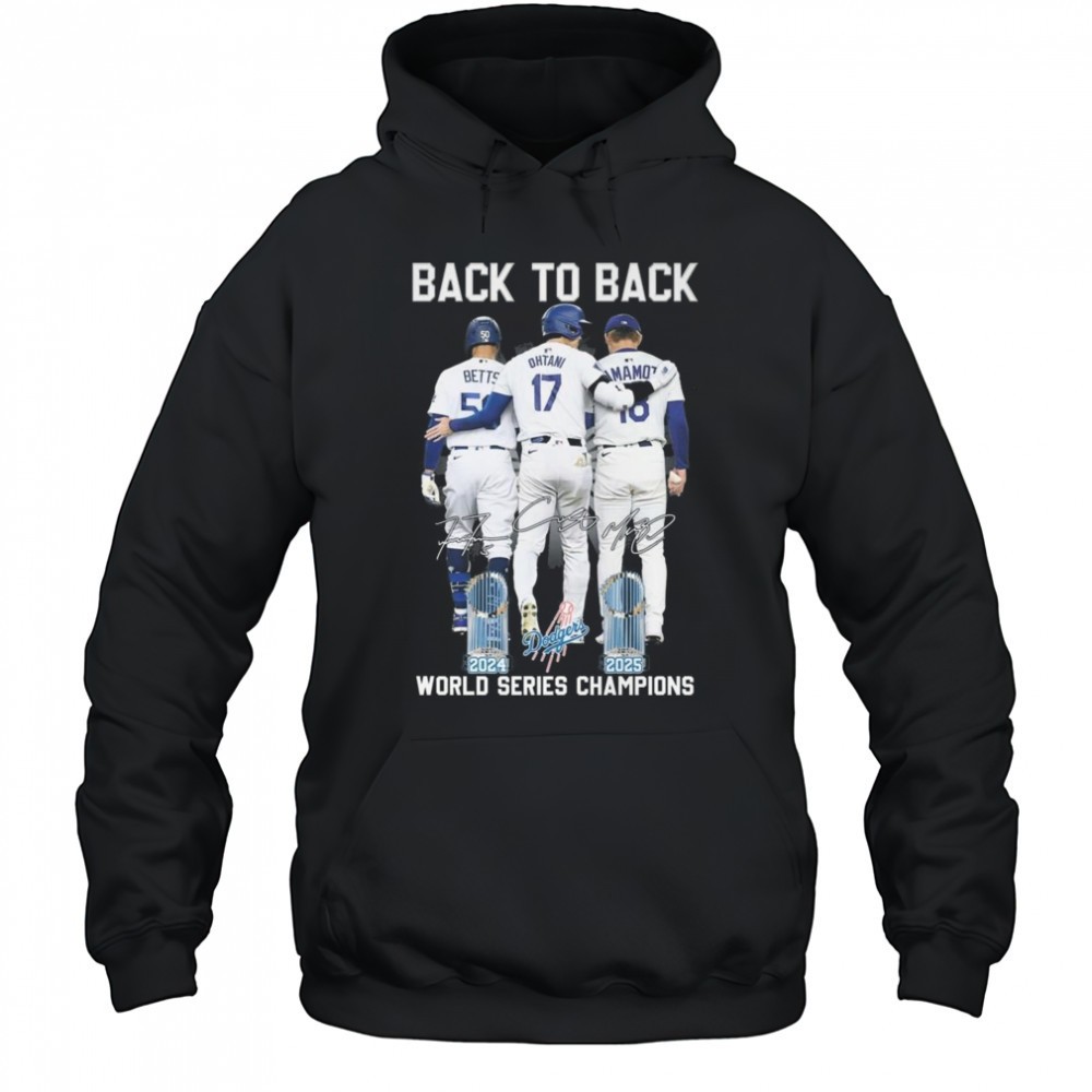 Los Angeles Dodgers Back To Back Betts Ohtani Yamamoto 2024-2025 World Series Champions Signatures Shirt