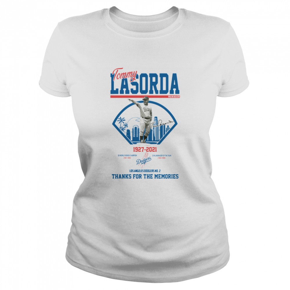 los-angeles-dodgers-tommy-lasorda-manager-1927-2021-thank-you-for-the-memories-s-d0h3xrij Los Angeles Dodgers Tommy Lasorda manager 1927 2021 thank you for the memories signature shirt