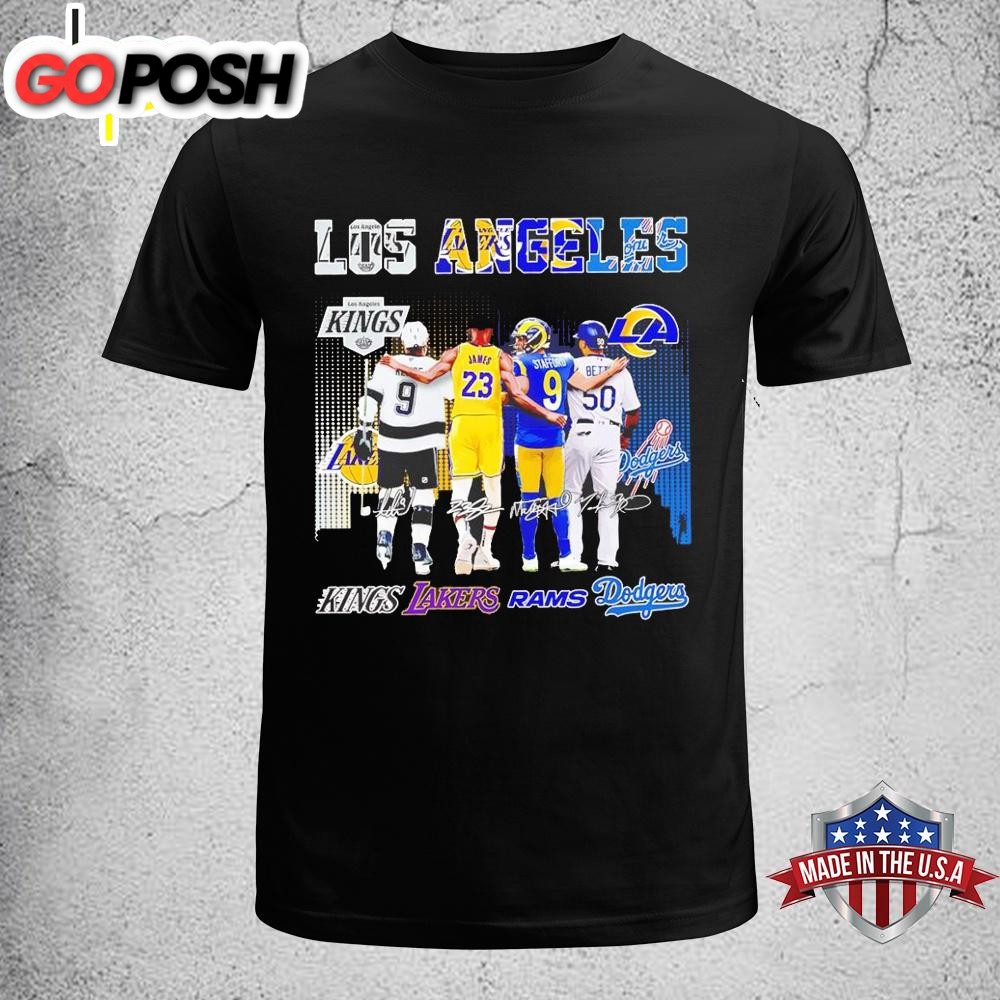 Los Angeles Kings Lakers Rams Dodgers Legends Signatures Unisex T-Shirt