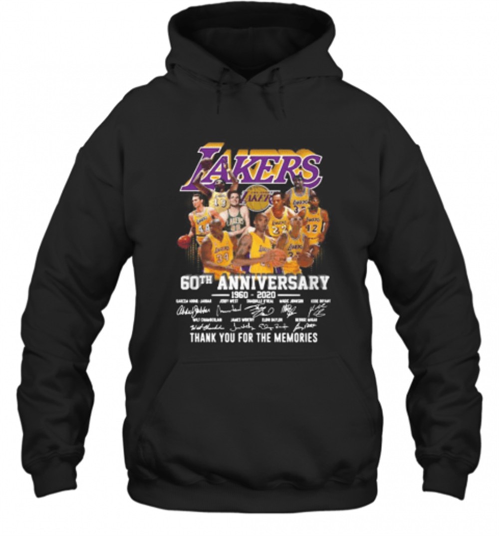 Los Angeles Lakers 60Th Anniversary 1960 2020 Thank You For The Memories Signatures T-Shirt