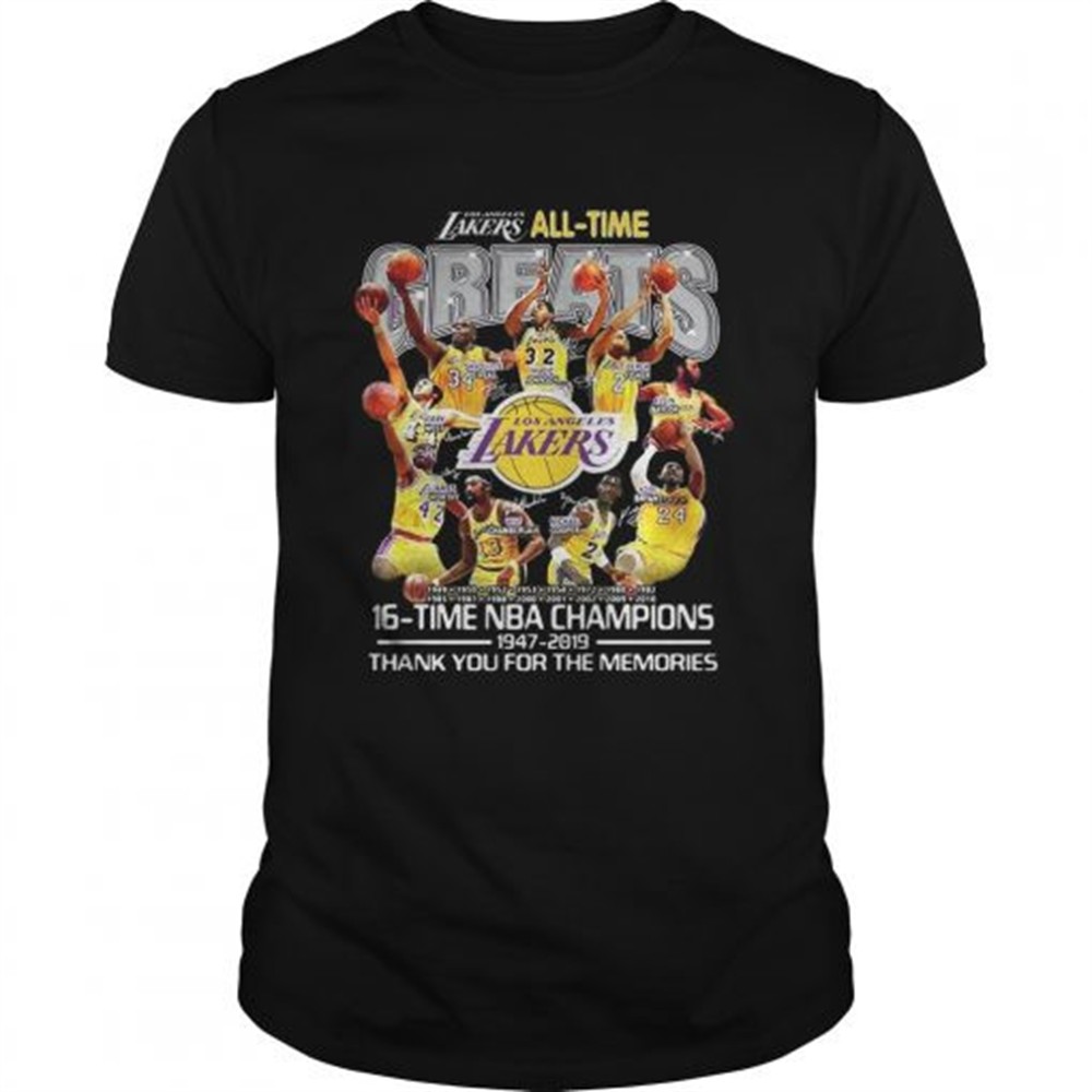 Los Angeles Lakers all time 16 time NBA champions shirt