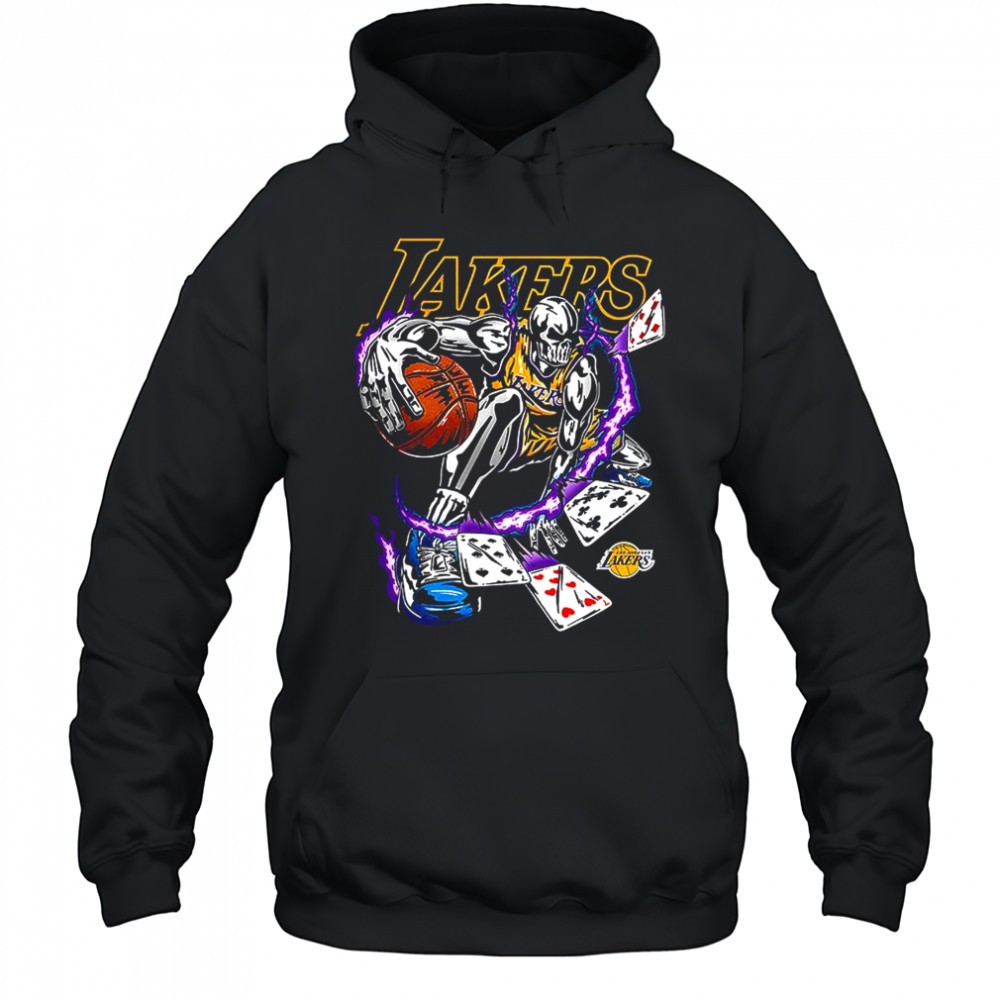 Los Angeles Lakers basketball Skeleton and cards Halloween shirt