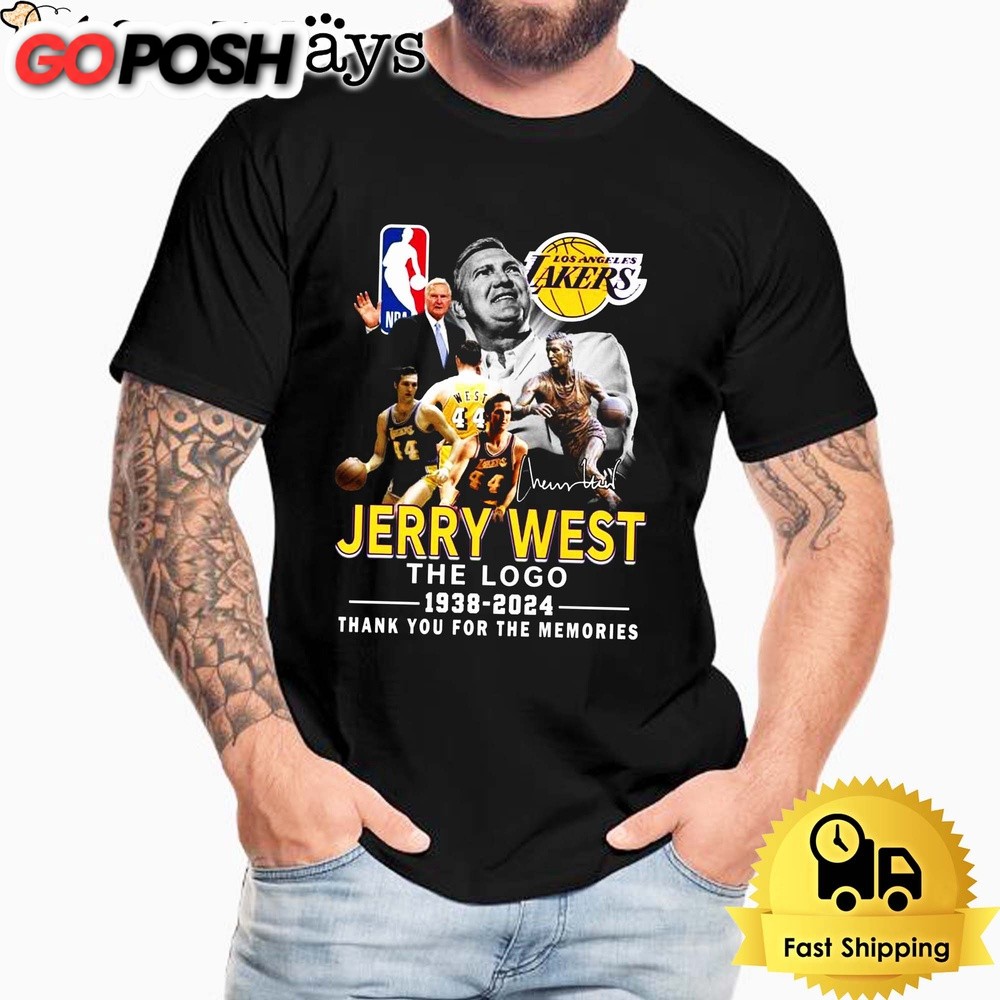 Los Angeles Lakers NBA Jerry West The Logo 1938-2024 Thank You For The Memories T-Shirt