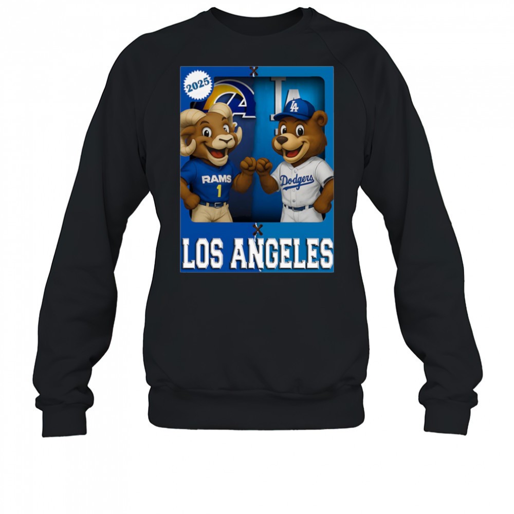 Los Angeles Rams and Los Angeles Dodgers mascot play card shirt