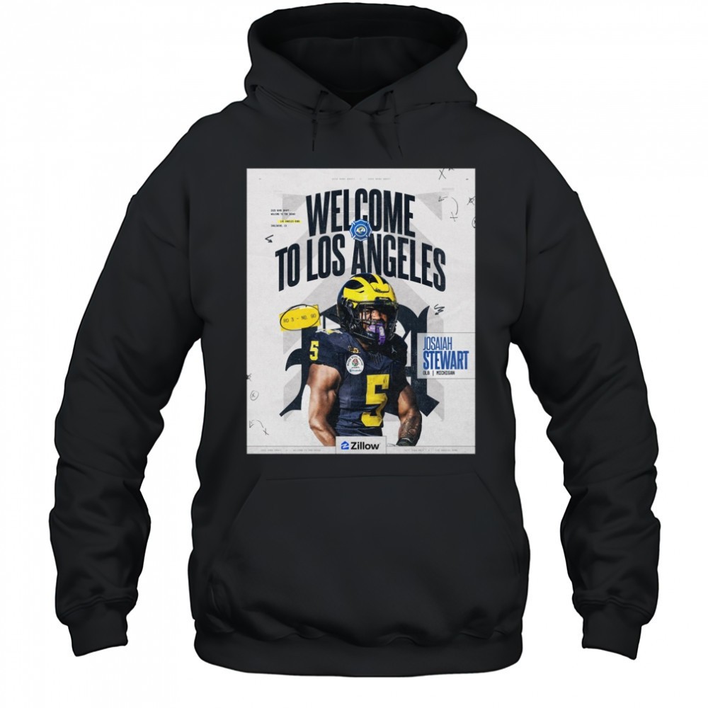 Los Angeles Rams Josaiah Stewart OLB Michigan Welcome To Los Angeles 2025 NFL Draft Poster t-shirt