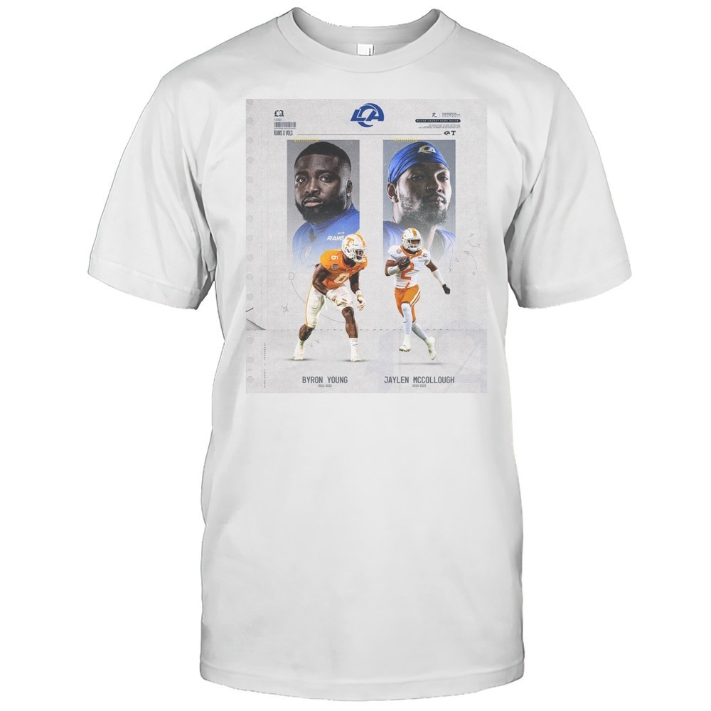 los-angeles-rams-x-tennessee-vols-football-byron-young-jaylen-mccollough-poster-dt9jveq6 Los Angeles Rams X Tennessee Vols Football Byron Young Jaylen Mccollough Poster T-shirt