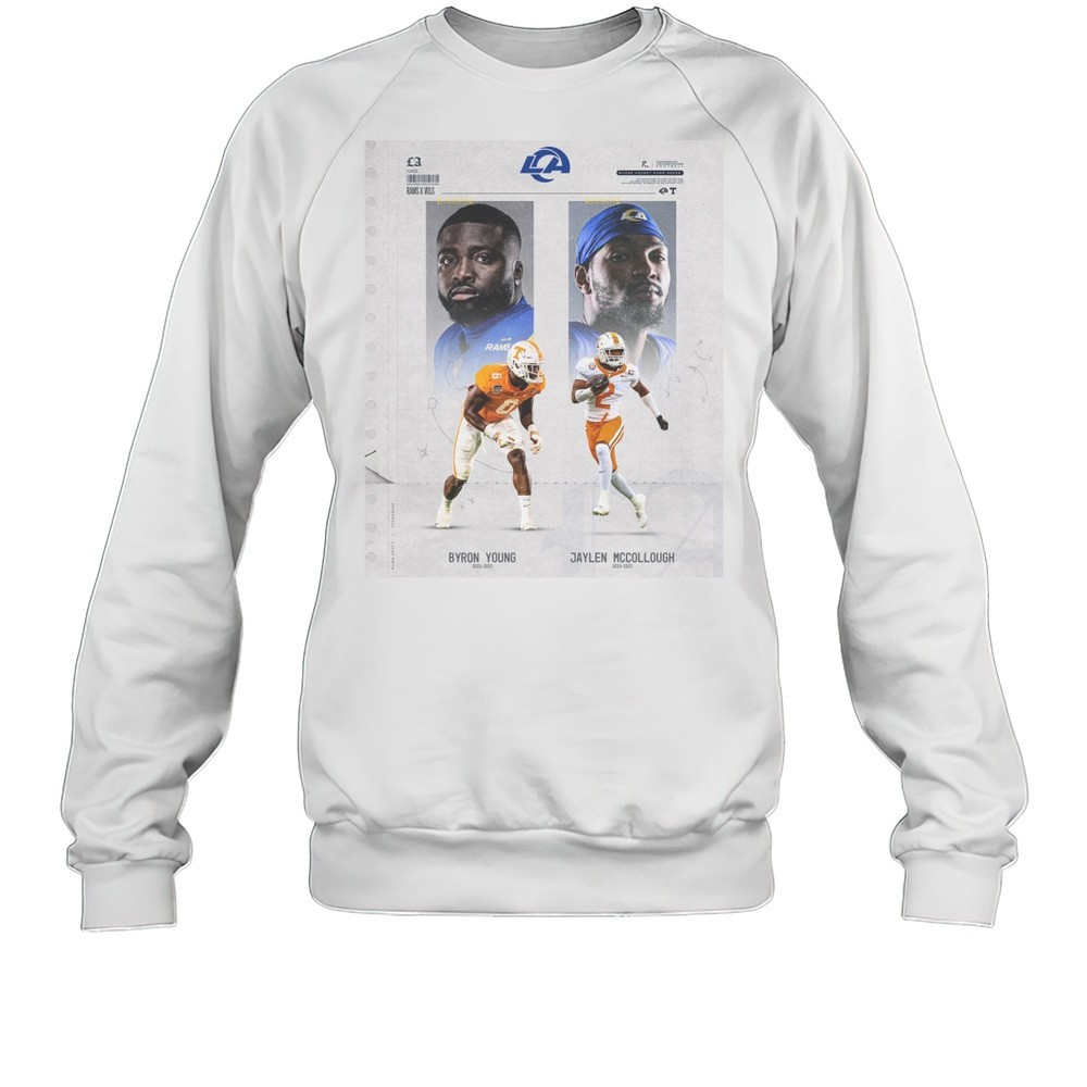 Los Angeles Rams X Tennessee Vols Football Byron Young Jaylen Mccollough Poster T-shirt