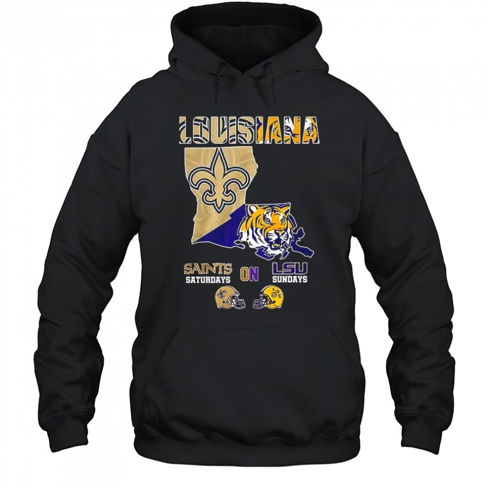 Louisiana Saints saturdays on LSU sundays map shirt