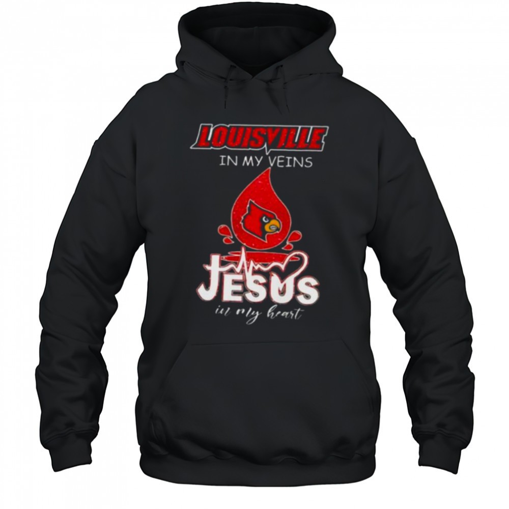 Louisville Cardinals in my veins Jesus in my heart 2025 shirt