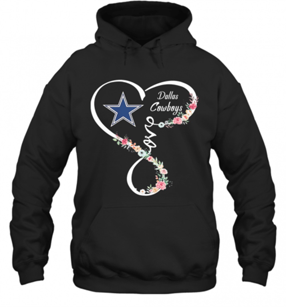 Love Dallas Cowboys Football Heart Flowers T-Shirt