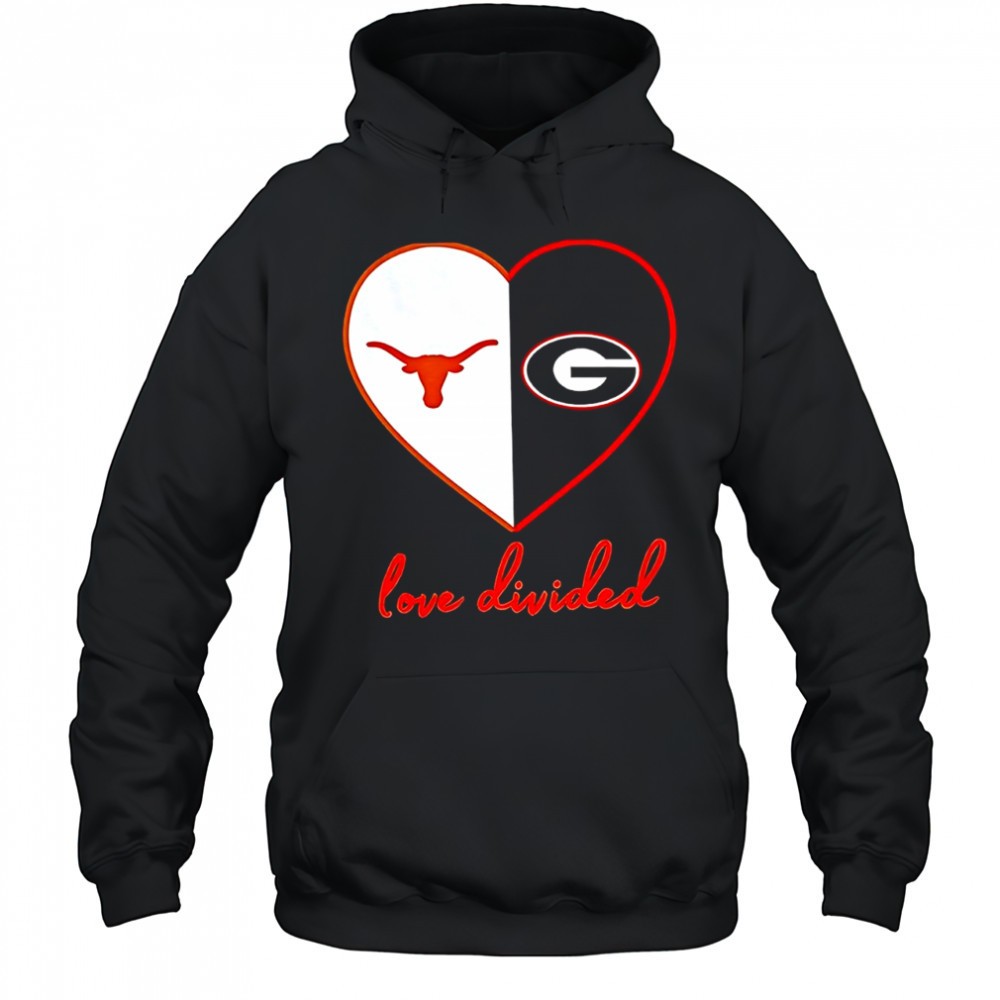 Love Divided Texas Longhorns vs Georgia Bulldogs football NFL mashup Logo shrt