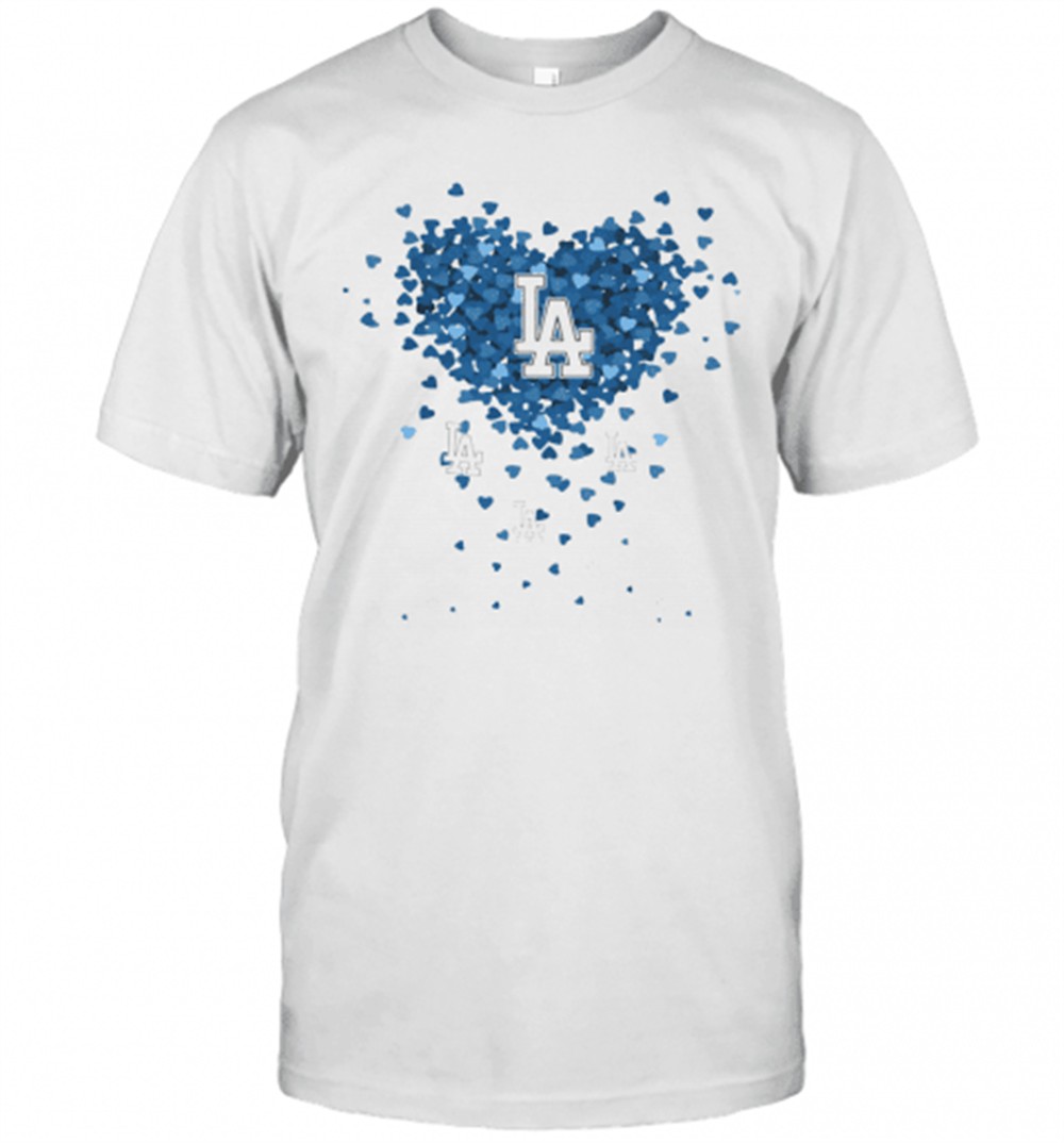 Love Los Angeles Dodgers Baseball Logo Hearts T-Shirt