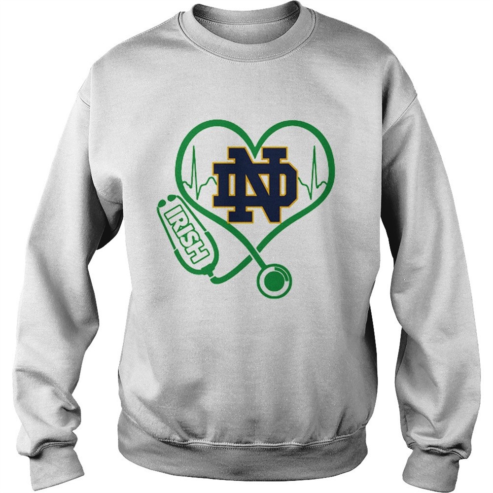 Love Notre Dame Fighting Irish Stethoscope Heartbeat nurse shirt