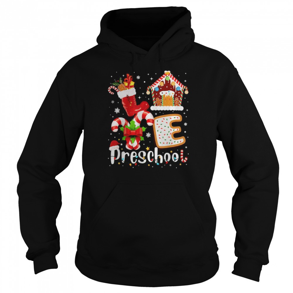Love Preschool Christmas Teacher Student Shirt