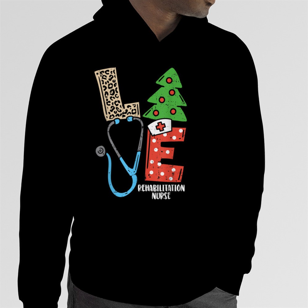 Love Stethoscope Snowflake Rehabilitation Nurse Scrub Xmas T-Shirt B0BM9TLC1D