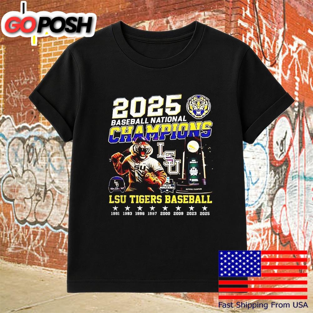 Lsu Tigers Baseball 8x National Champions 2025 Mascot T-Shirt