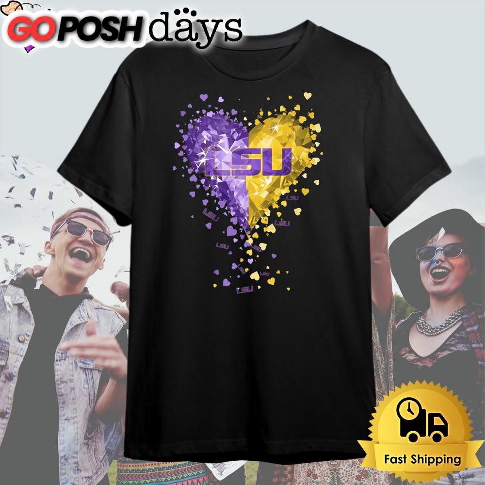 LSU Tigers Crystal Heart T Shirt