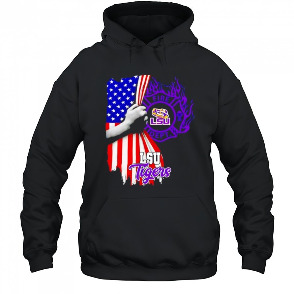 LSU Tigers Fire Dept American Flag shirt
