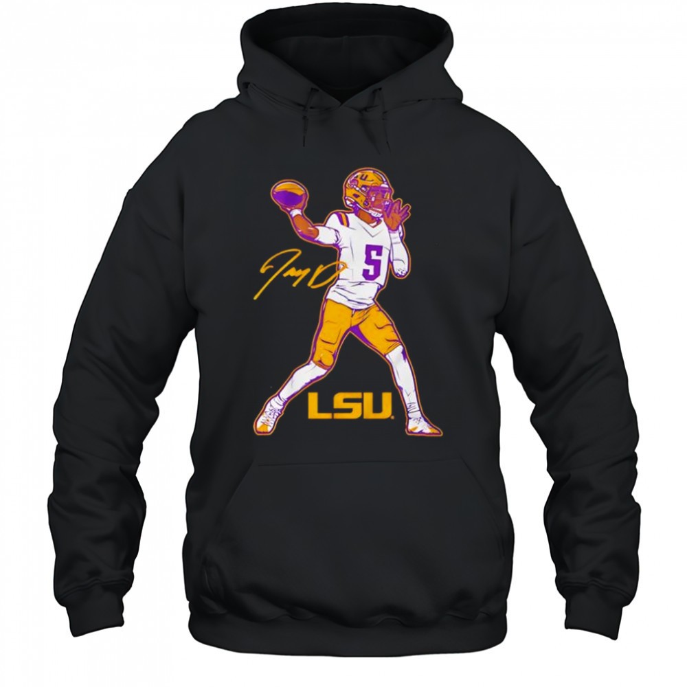 LSU Tigers football Jayden Daniels superstar pose signature shirt
