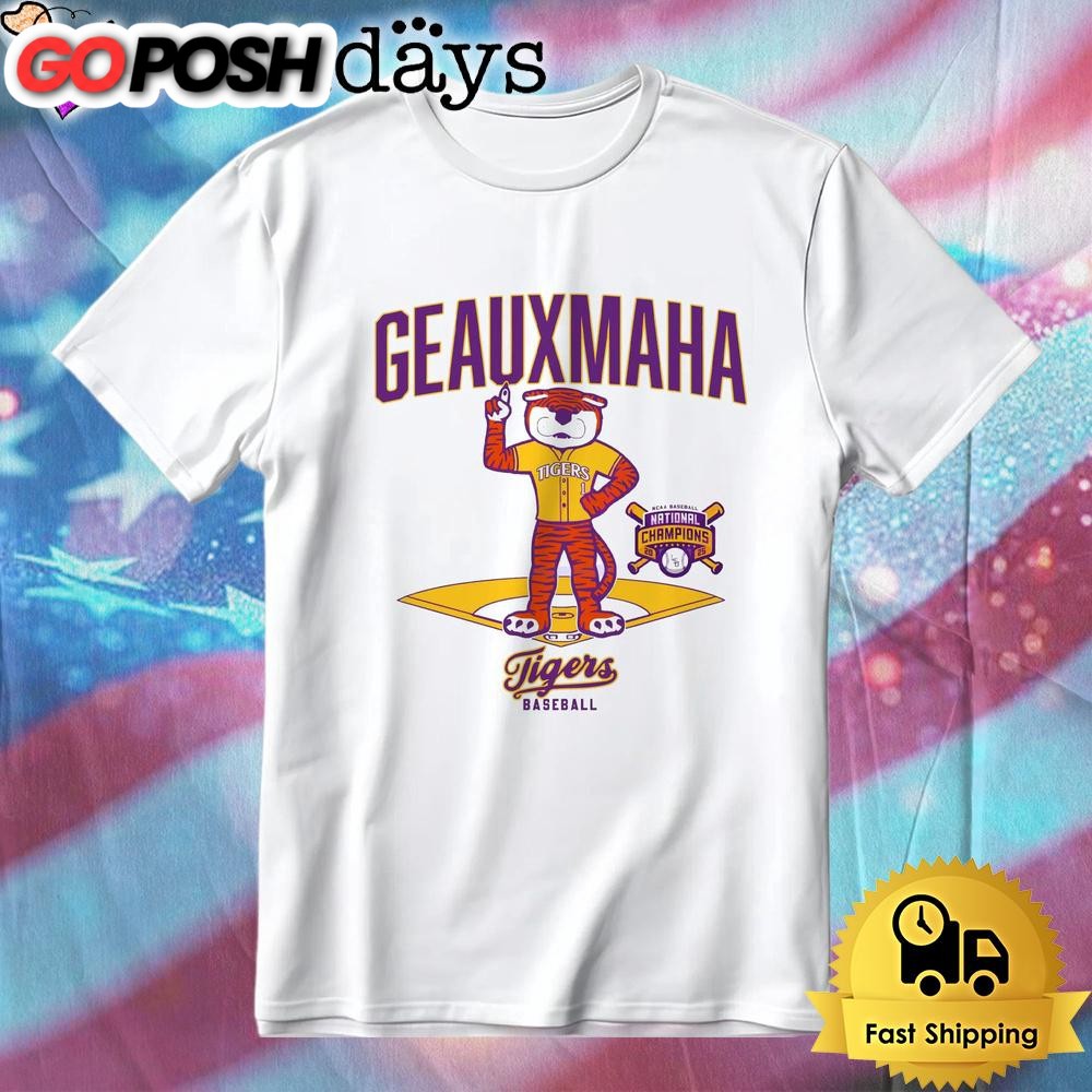 Lsu Tigers Geauxmaha 2025 National Champions Baseball Mascot T-Shirt