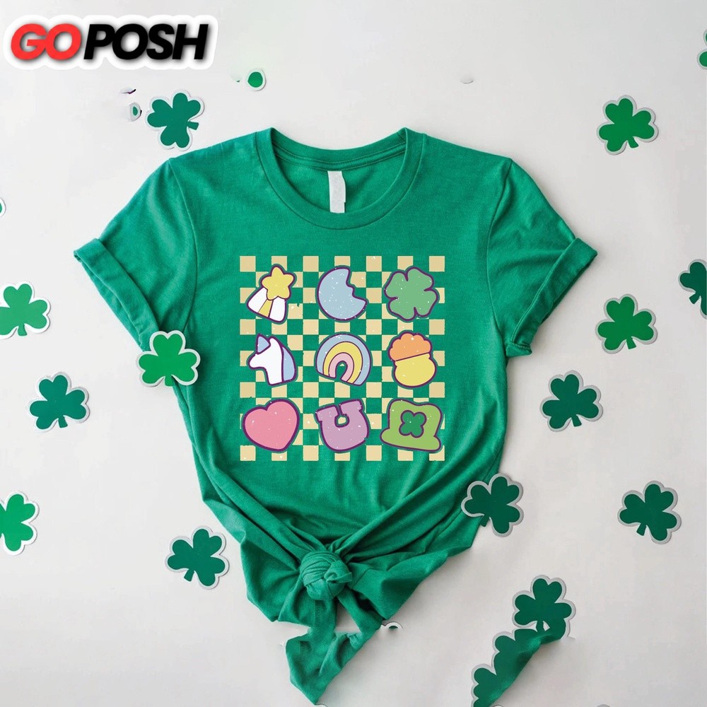 Lucky Charm Shirt,Womens St Patrick’s Day Shirt, Flour Leaf Clover,Shamrock Rainbow Tee,St Patty’s Day Gift