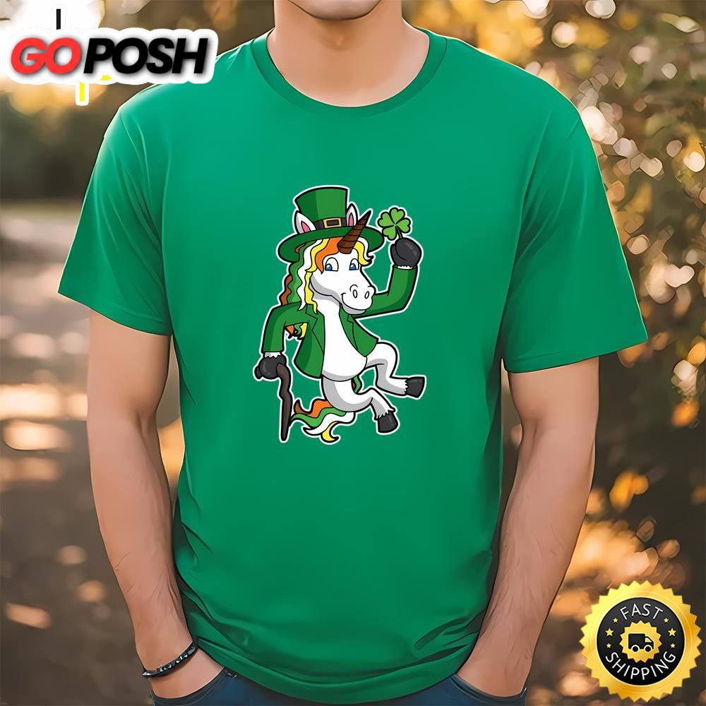 Lucky Irish Unicorn Leprechaun St Patricks Day Heel Click T-Shirt