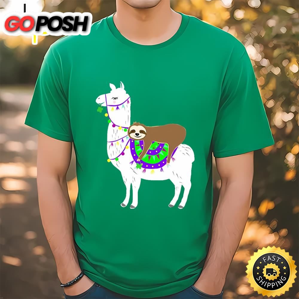 Lucky Llama And Sloth Patricks Day T-shirt