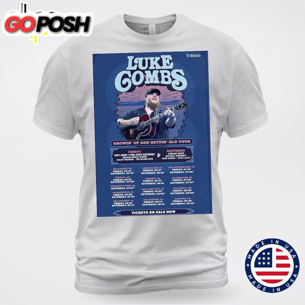 Luke Combs Announces 2025 Growin Up and Gettin Old Tour T-shirt
