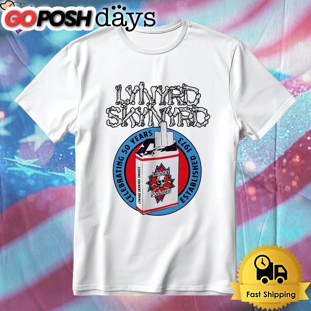 Lynyrd Skynyrd Cigarette Pack 50th Anniversary Established 1973 T-Shirt
