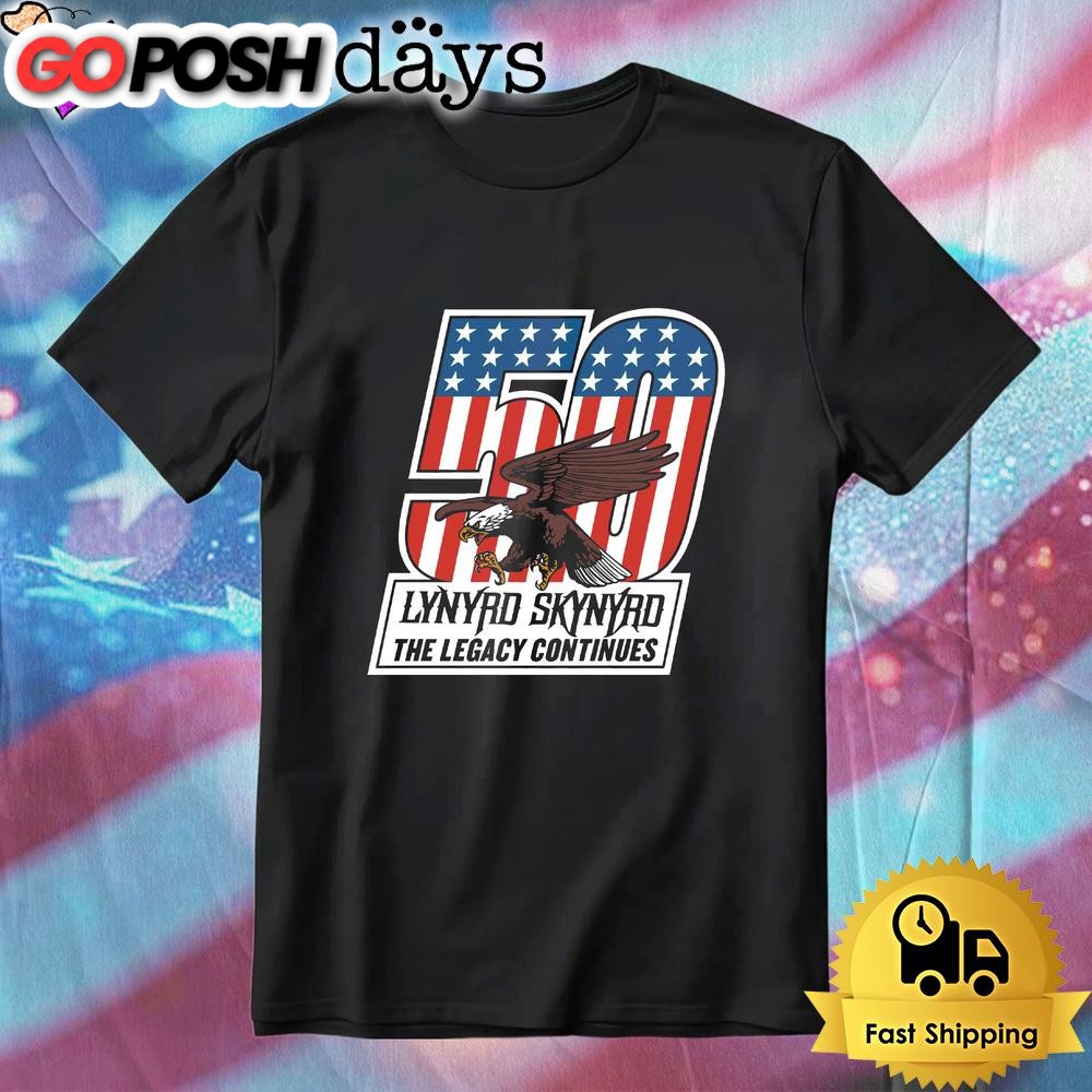 Lynyrd Skynyrd Eagle American Flag Legacy Tour 50th Anniversary T-Shirt