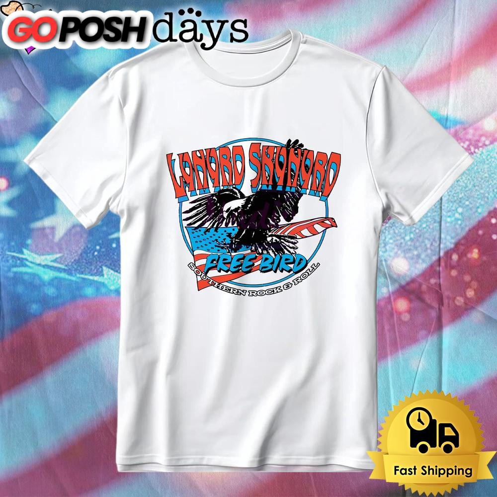 Lynyrd Skynyrd Free Bird Eagle American Flag Southern Rock Roll T-Shirt