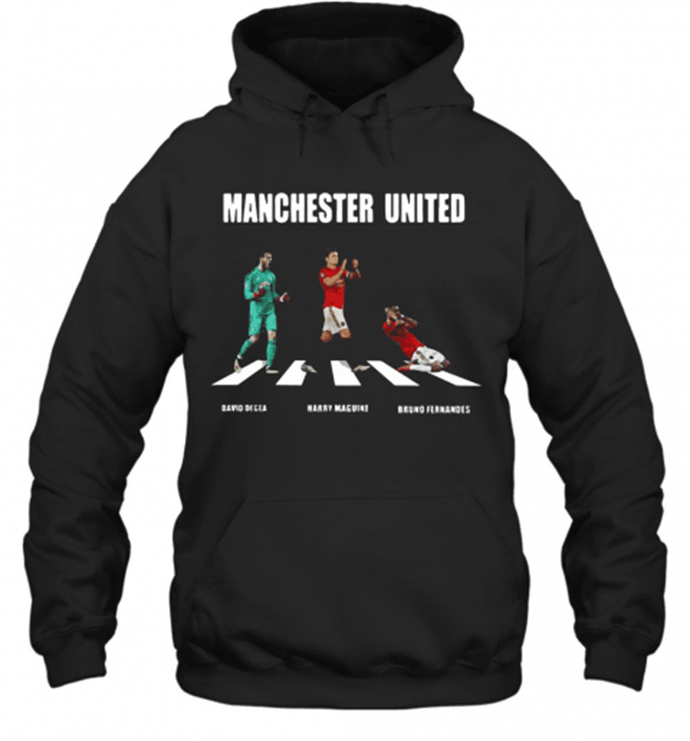 Manchester United Player Abbey Road David Degea Bruno Fernandes T-Shirt