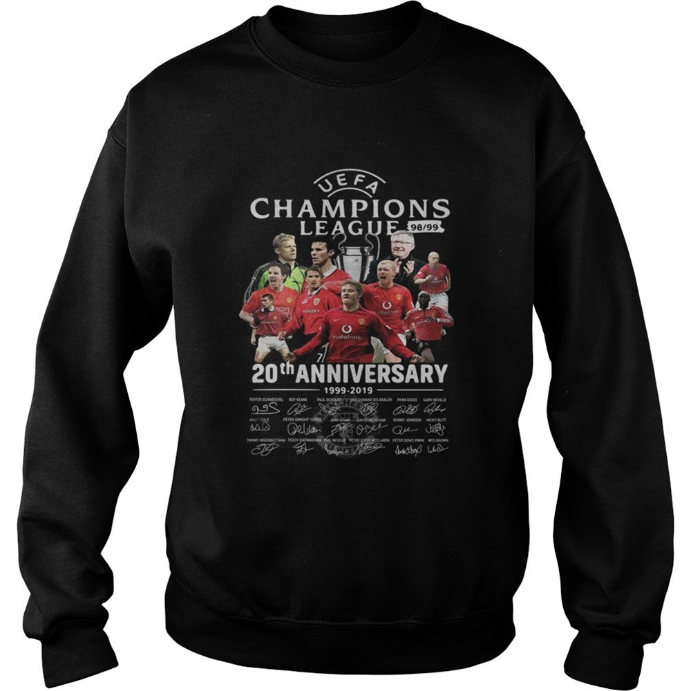 Manchester United UEFA Champions League 98 99 20th Anniversary Signatures tshirt