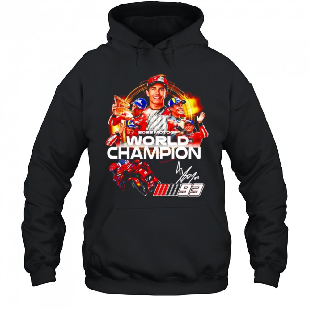 Marc Márquez 2025 number 93 MotoGP World Champion signature poster shirt