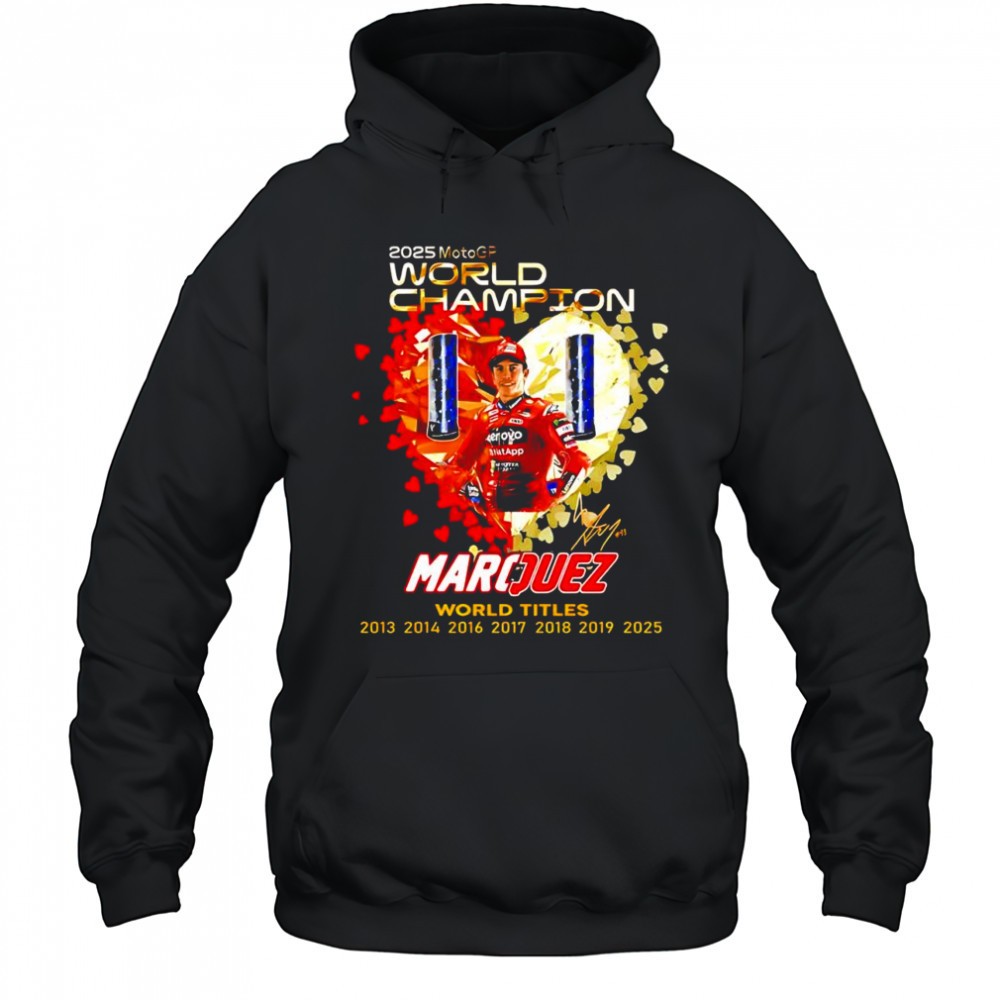 Marc Márquez 2025 World Champions titles 2013 2014 2016 2017 2018 2019 2025 signature poster shirt
