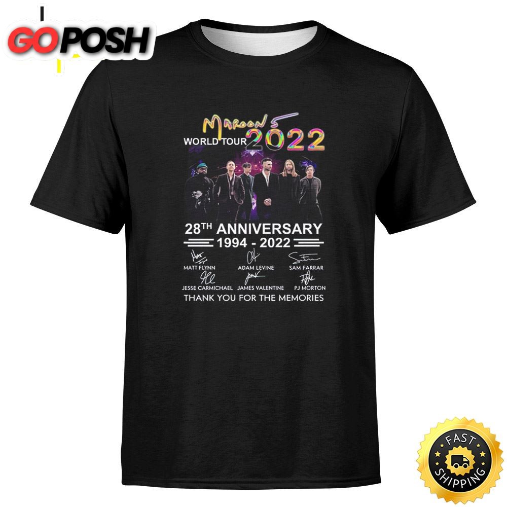 Maroon 5 28th Anniversary Signature Maroon 5 Thank You For The Memories T-shirt