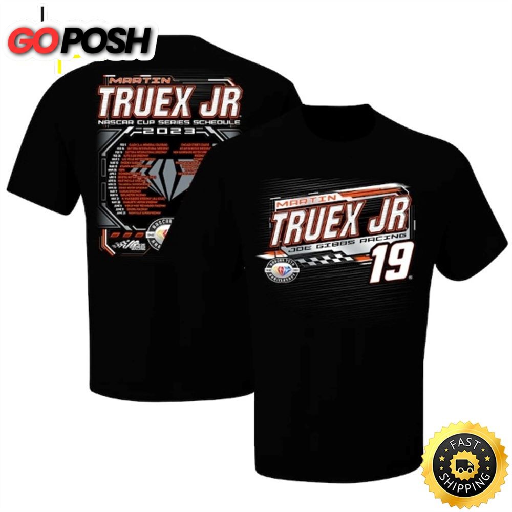 Martin Truex Jr Joe Gibbs Racing Team Collection 2023 NASCAR Cup Series Schedule Black T-shirt