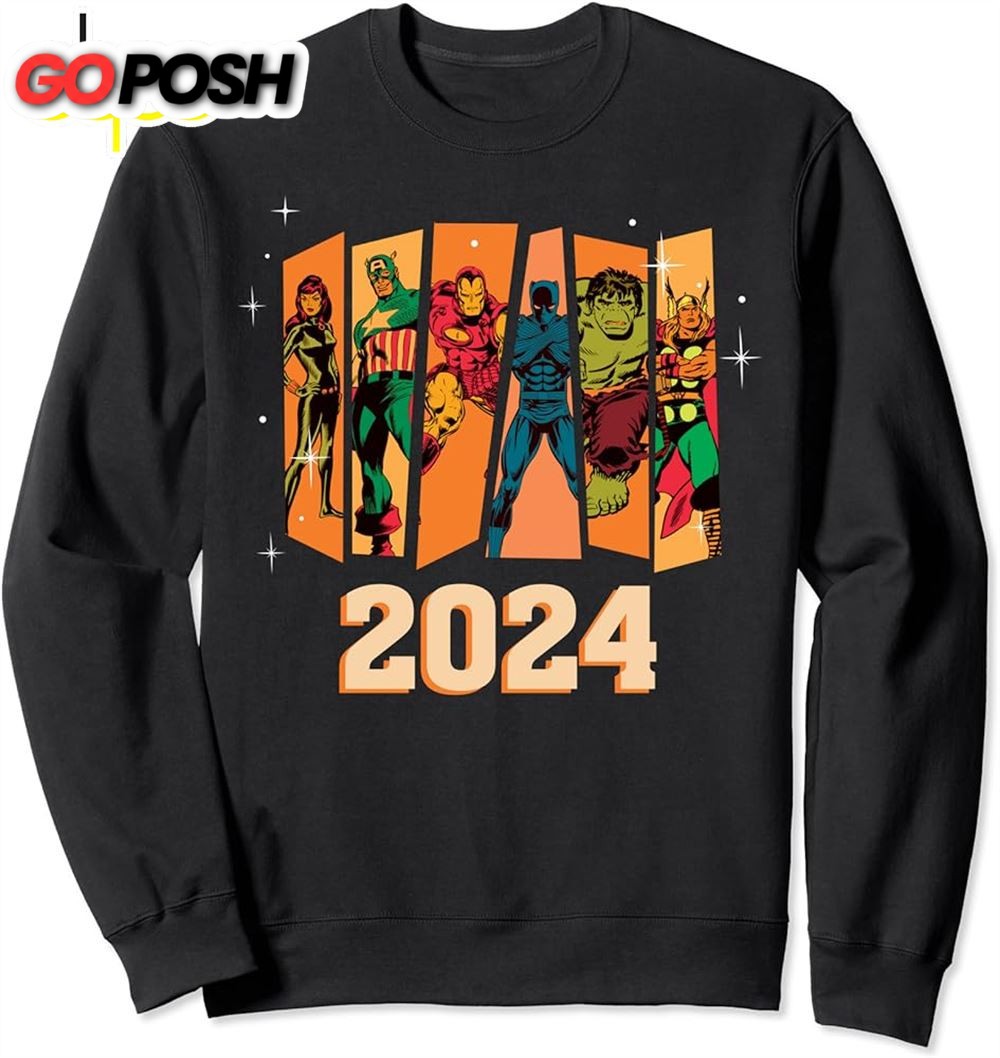 Marvel Avengers Retro Vintage Seventies Comic New Year 2025 Sweatshirt
